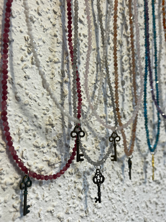 Gemstone Key Necklace